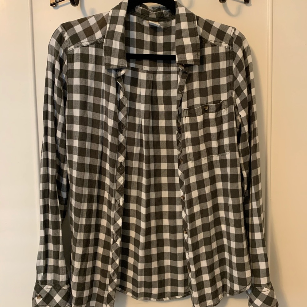 Roxy Medium Hunter Green plaid Button Down